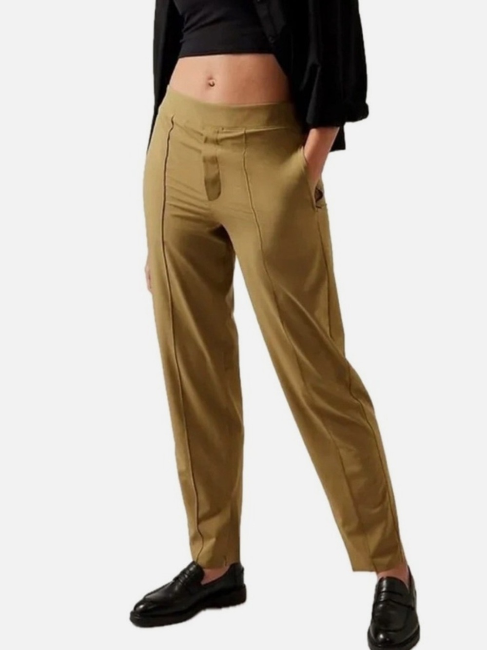 Athleta Olive-Tan Brooklyn Heights Vienna Slim Ankle Pants